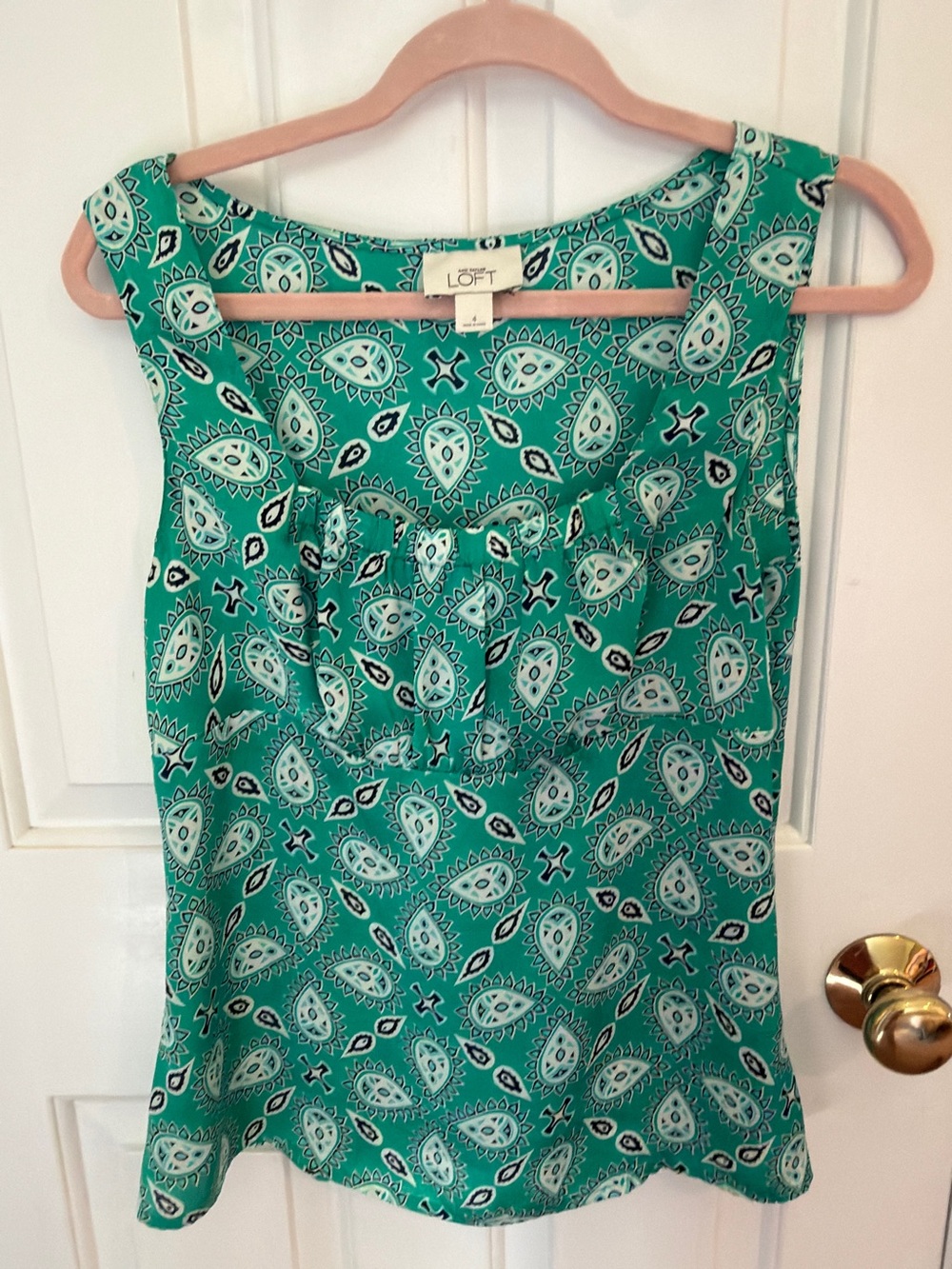 LOFT Teal Paisley Sleeveless Top